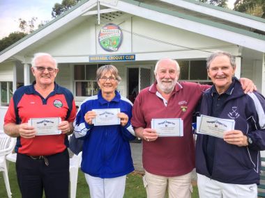 2018 Singles Tournament
Section 2 winner was Ruth Cashin from Korumburra, runner up was Colin Walker from Warragul,
Section 1 winner was Gerrit Kool of Wonthaggi, and runner up was Peter Goldstraw from Sale.
