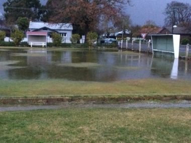 Water on the courts at Kyneton

