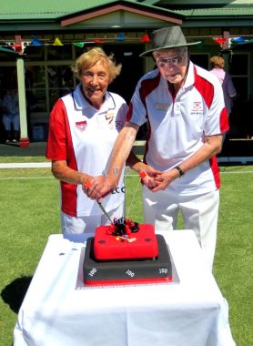 Shirley Hallinan Cutting cake 2012
