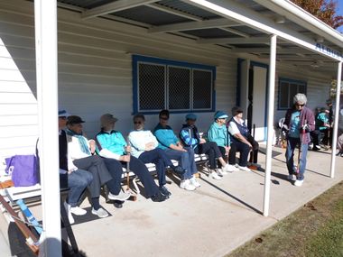 Ovarian Cancer Charity Event at Albury Croquet Club 12 May 2014
Club members wearing teal to support fund raising for ovarian cancer
