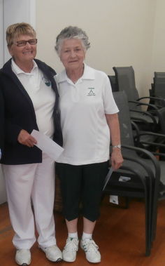 Lynn Creasey (Singles Winner 6-8) with Mary James (Runner up)
