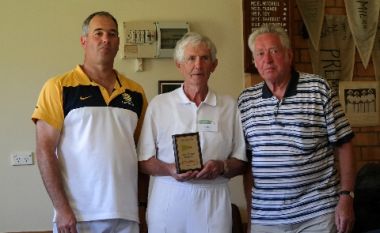 2014 Pennant Finals - Kyneton Winners
Kyneton Team - Rick Janssen, John Teed and Leo Farrell - Winners from Kyneton, with Maldon player, Leo
Keywords: pennant;croquet;bendigo;sport