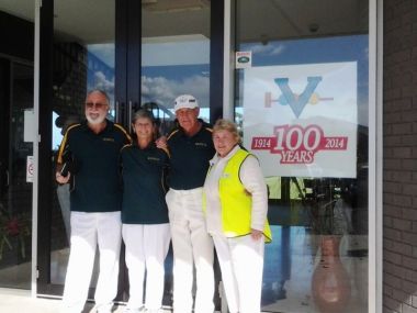 NEDCA Golf Croquet Champions at Cairnlea Regionals
Terry Wilson (Division 3), Brenda Bruhn (Division 2), Michael Matthes (Division 1) and referee Lorraine Cumming.
