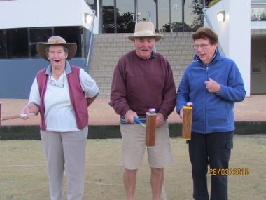 Egg and Mallet race
Members testing Easter eggs for club social games.
